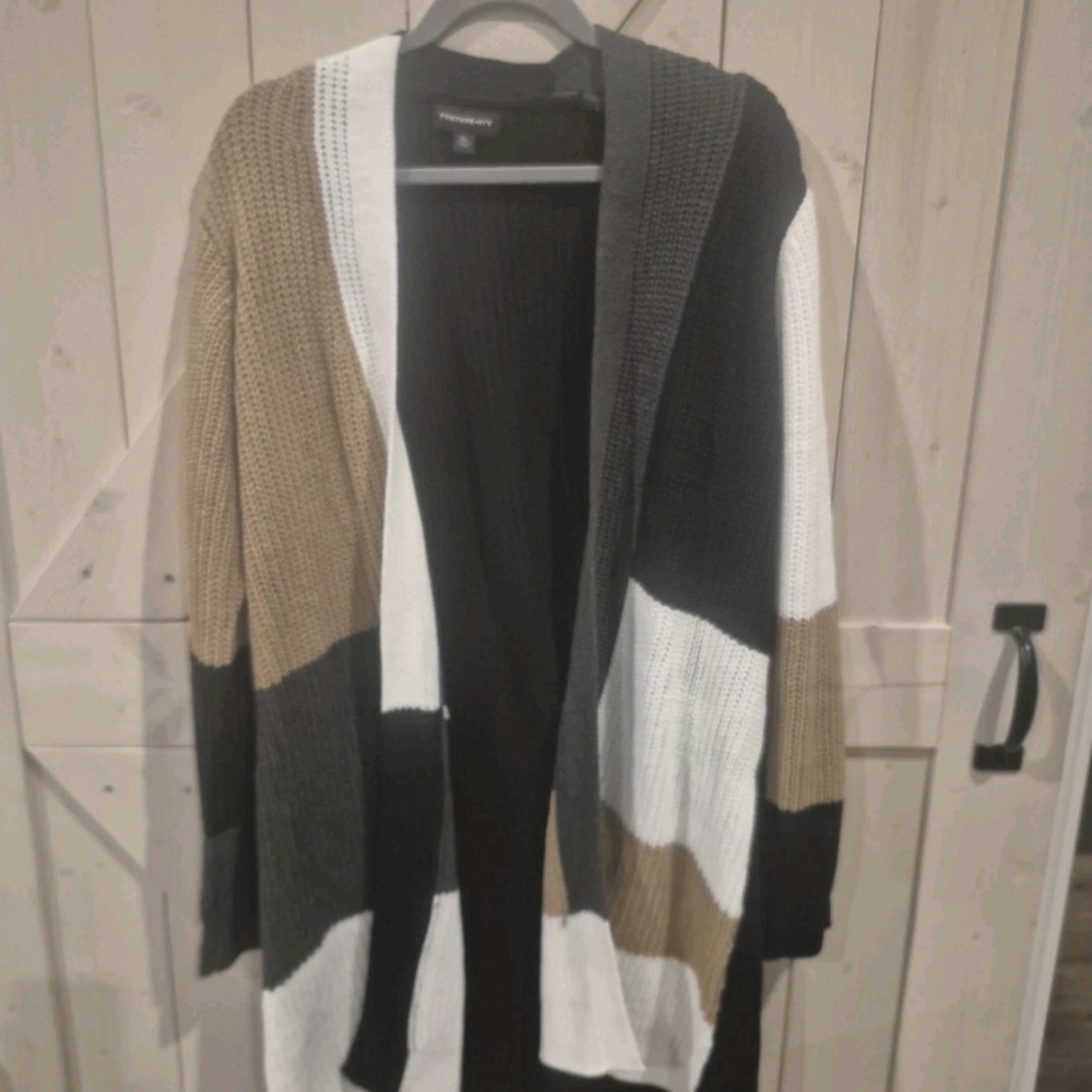 Stitch Fix Fortune And Ivy XL Colorblock Cardigan Black And Tan - Picture 6 of 7